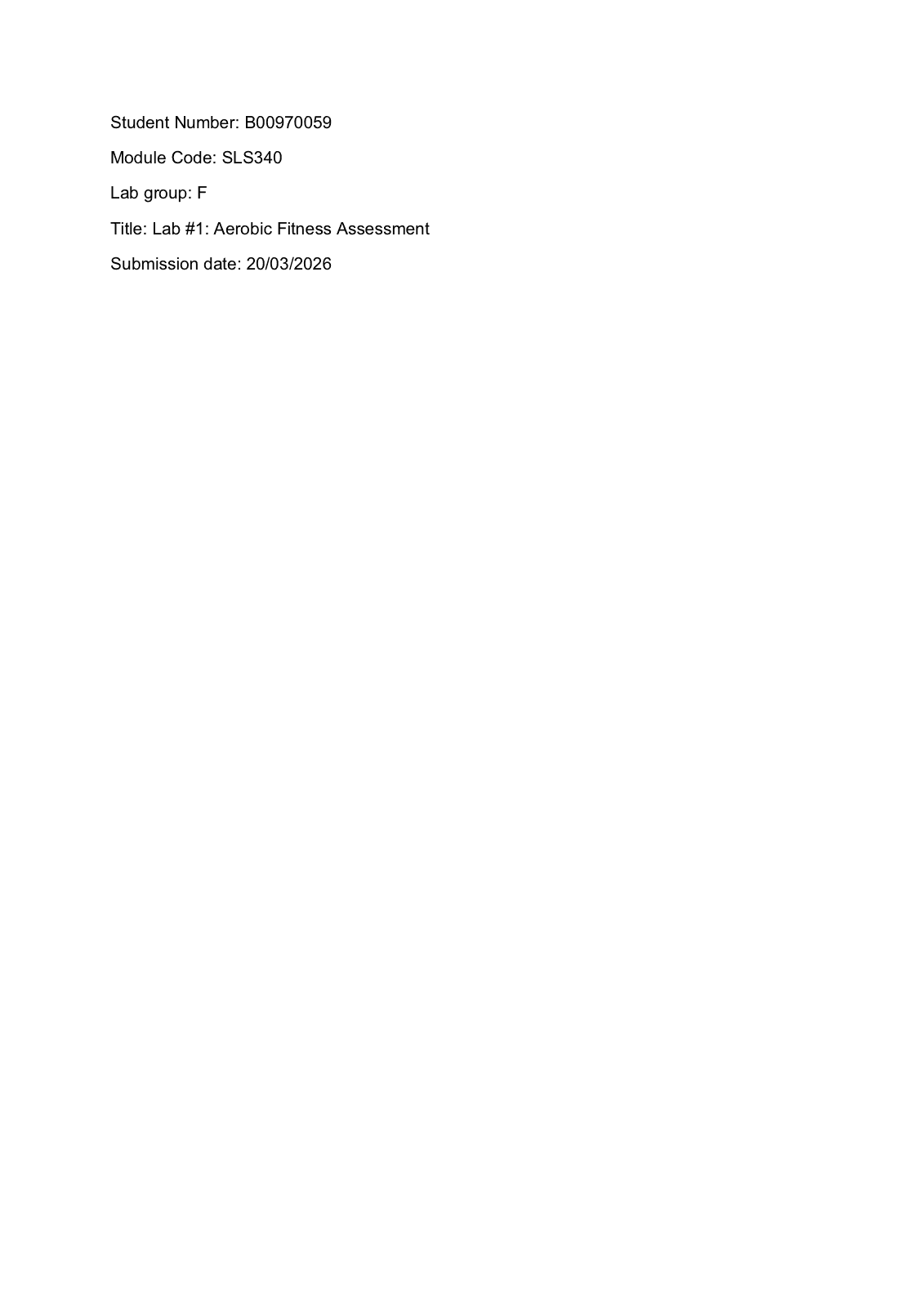 Aerobic Fitness Assessment document