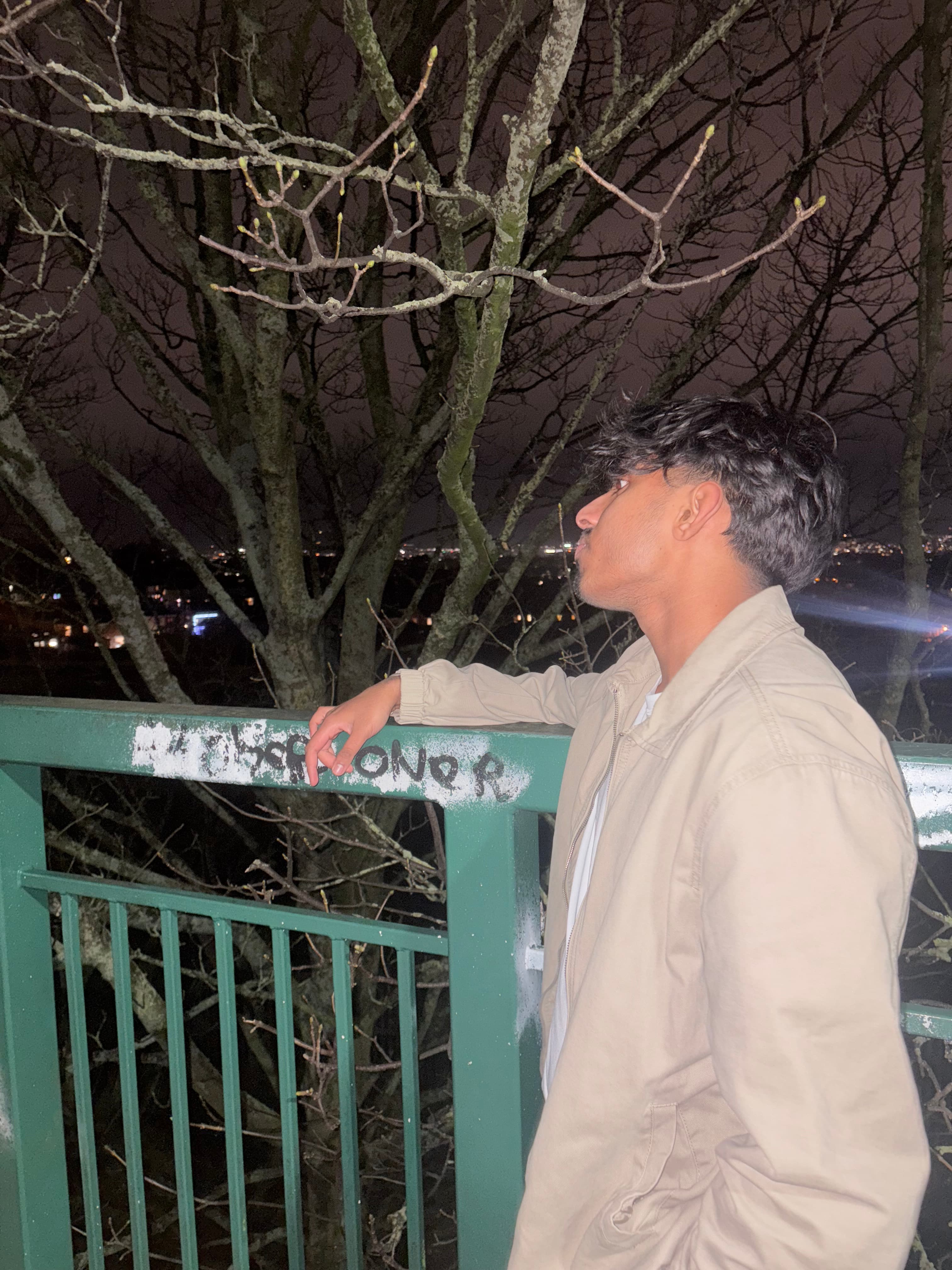 Jovan Tomy in Belfast at night